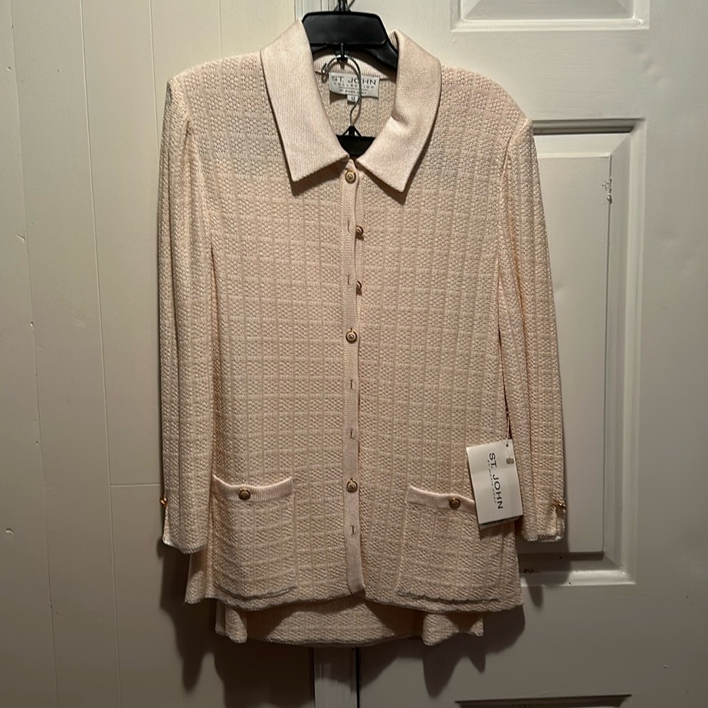St. John Collection cream sweater skirt set